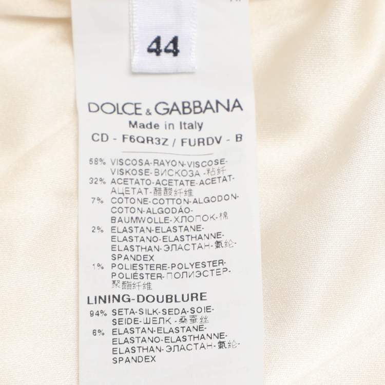 Pre Owned Dolce & Gabbana Cream/Black Crepe Embroidered Mini Dress M