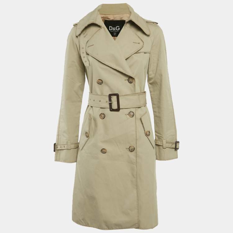Pre Owned Dolce & Gabbana Grey Gabardine Trench Coat S
