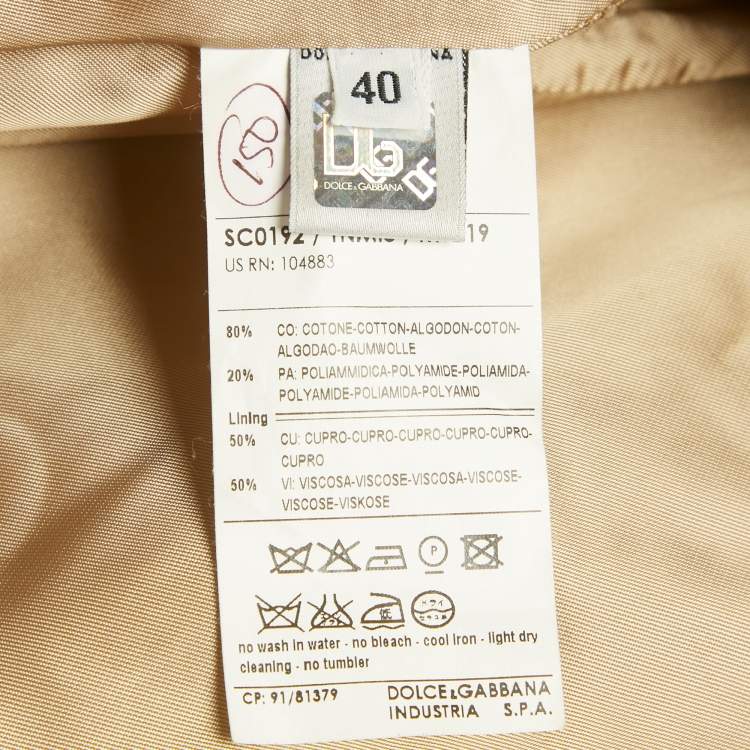 Pre Owned Dolce & Gabbana Grey Gabardine Trench Coat S