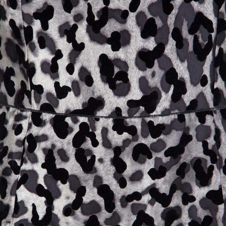 Pre Owned Dolce & Gabbana Monchrome Flock Animal Print Layered Sleeveless Dress L