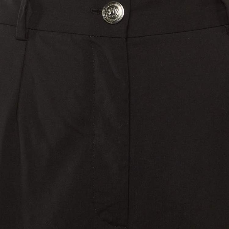 Pre Owned Dolce & Gabbana Black D&G Logo Plaque Wool Trousers M 