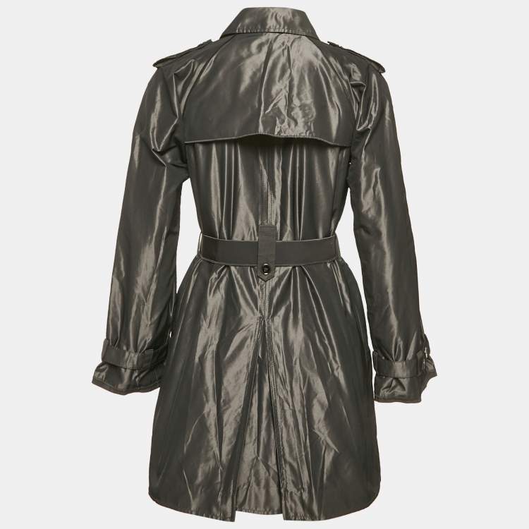 مملوكة مسبقًا Dolce & Gabbana Black Metallic Polyester Double Breasted Belted Coat S
