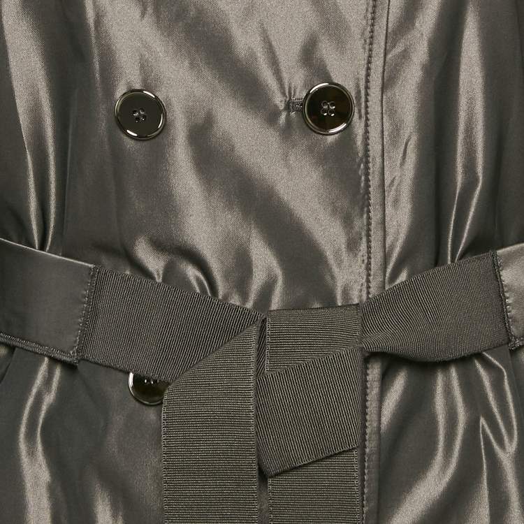 مملوكة مسبقًا Dolce & Gabbana Black Metallic Polyester Double Breasted Belted Coat S