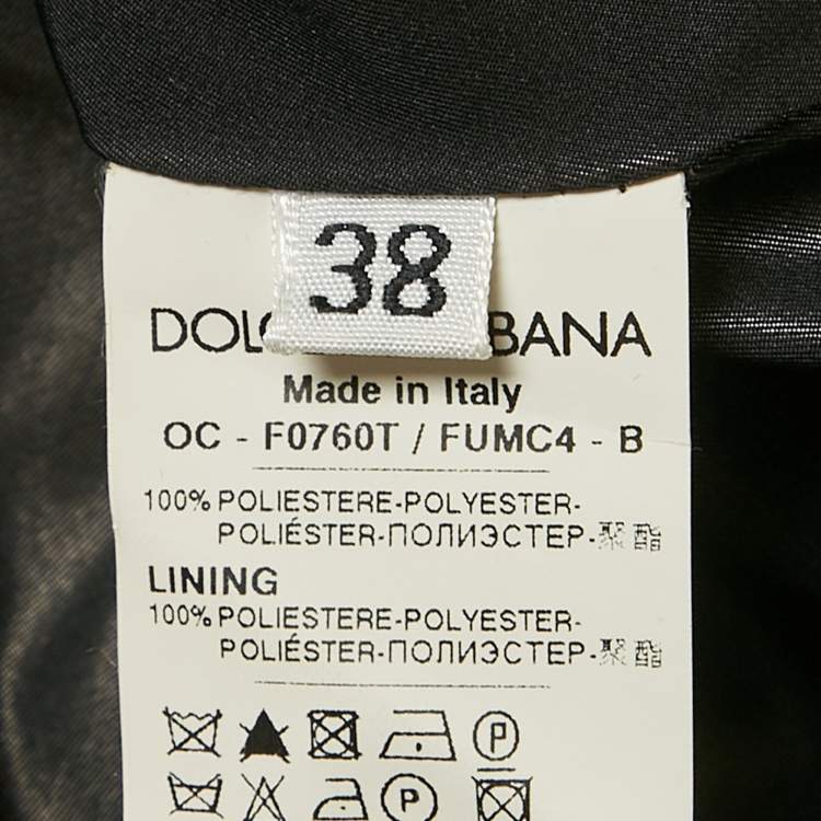 مملوكة مسبقًا Dolce & Gabbana Black Metallic Polyester Double Breasted Belted Coat S