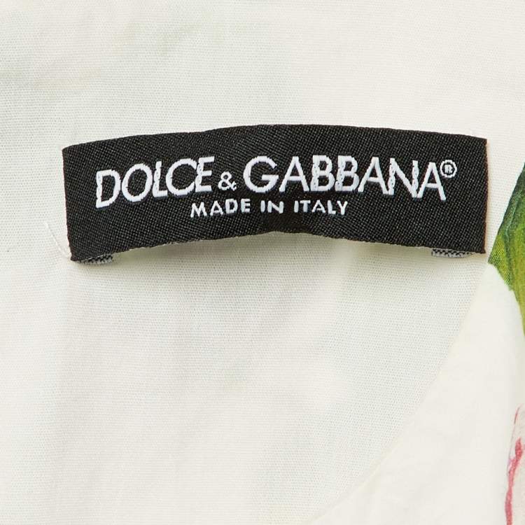 مملوكة مسبقًا Dolce & Gabbana White Floral Print Cotton Short Dress M