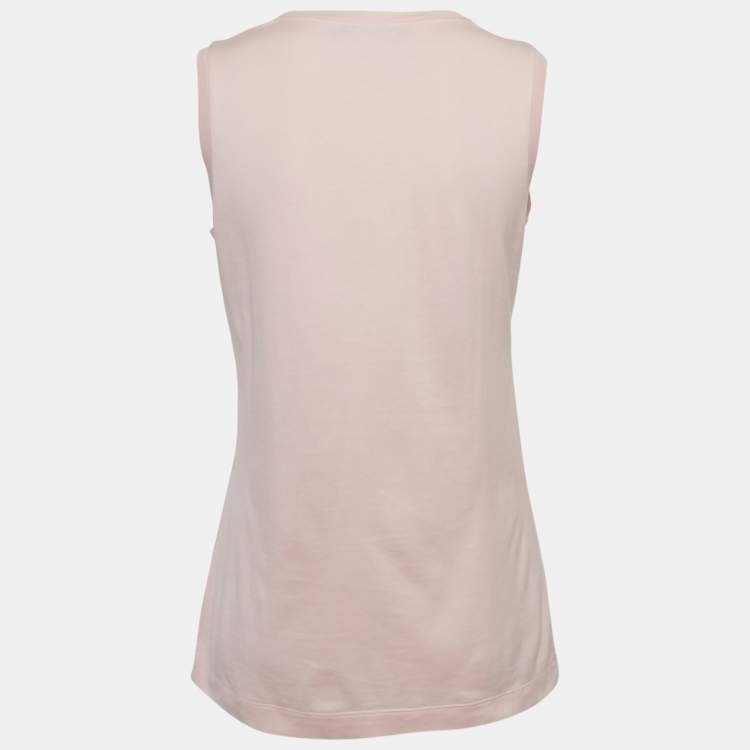 Pre Owned Dolce & Gabbana Pink Floral Embroidered Jersey Tank Top S
