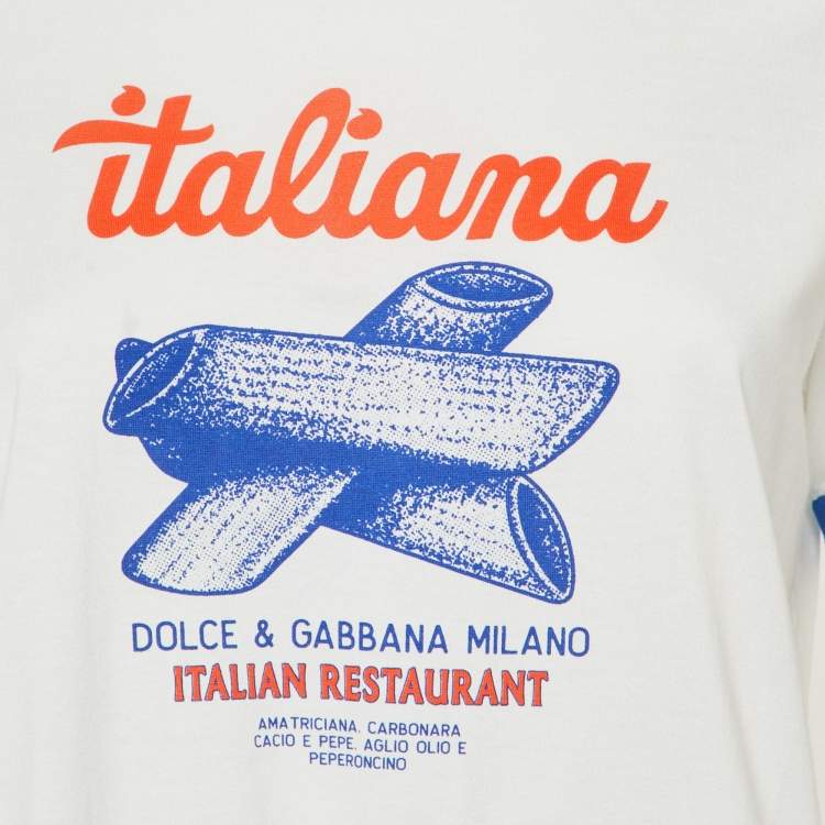 مملوكة مسبقًا Dolce & Gabbana White Printed Cotton Tie Detail T-Shirt M