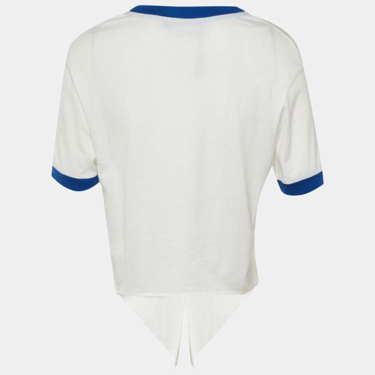 مملوكة مسبقًا Dolce & Gabbana White Printed Cotton Tie Detail T-Shirt M