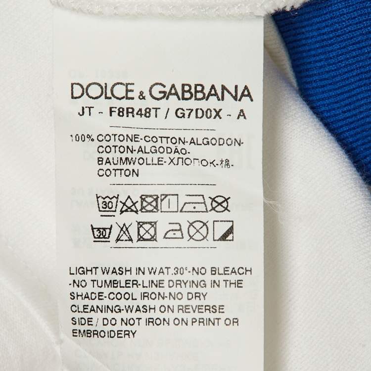 مملوكة مسبقًا Dolce & Gabbana White Printed Cotton Tie Detail T-Shirt M