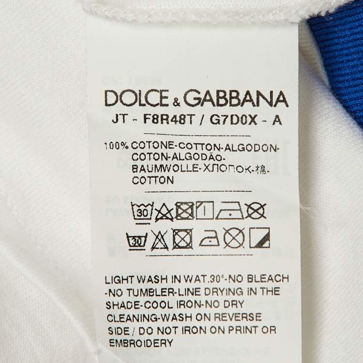 مملوكة مسبقًا Dolce & Gabbana White Printed Cotton Tie Detail T-Shirt M