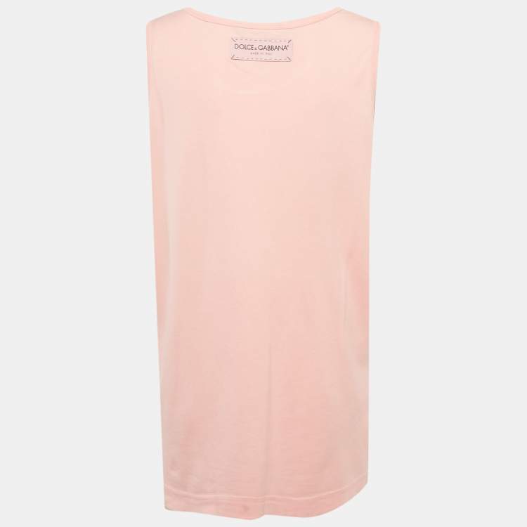 Pre Owned Dolce & Gabbana Pink Printed Jersey Tank Top M