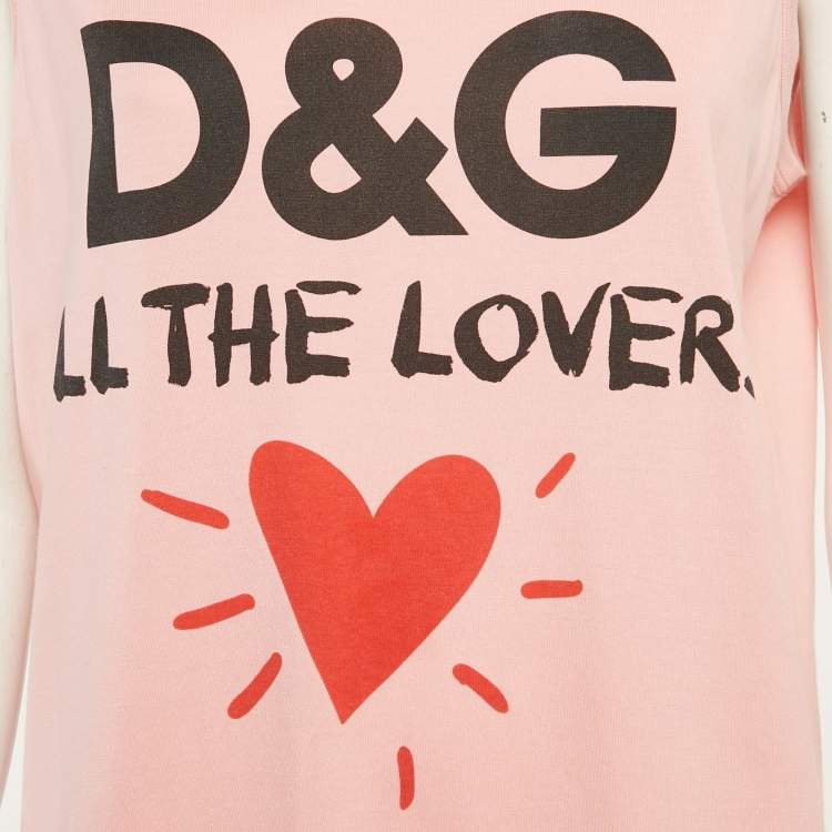 Pre Owned Dolce & Gabbana Pink Printed Jersey Tank Top M
