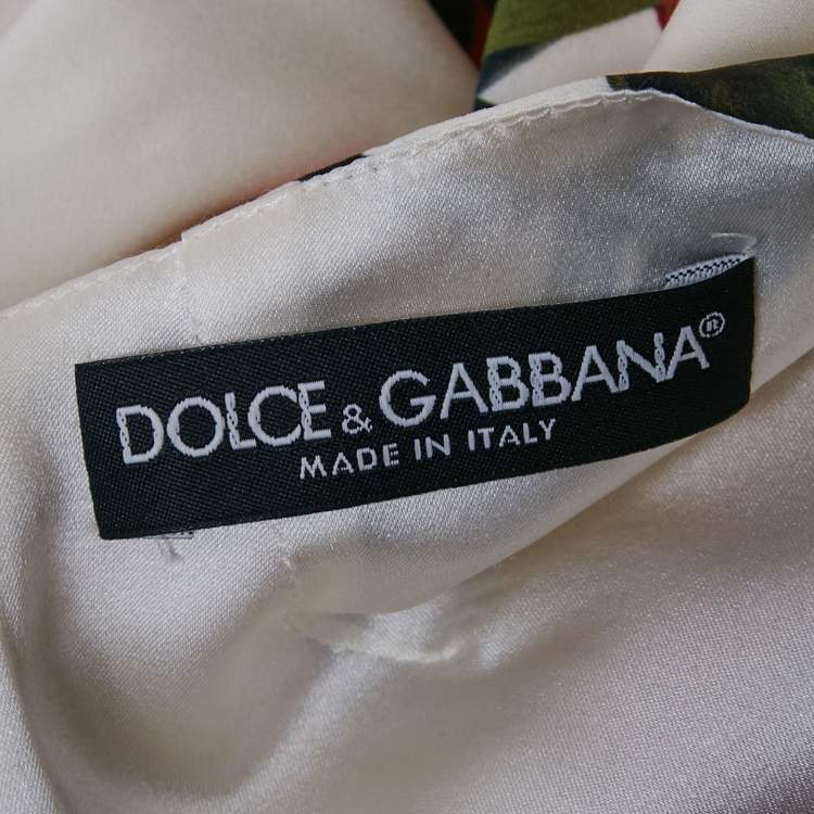 Pre Owned Dolce & Gabbana White Flowers Print Silk Mini Dress S