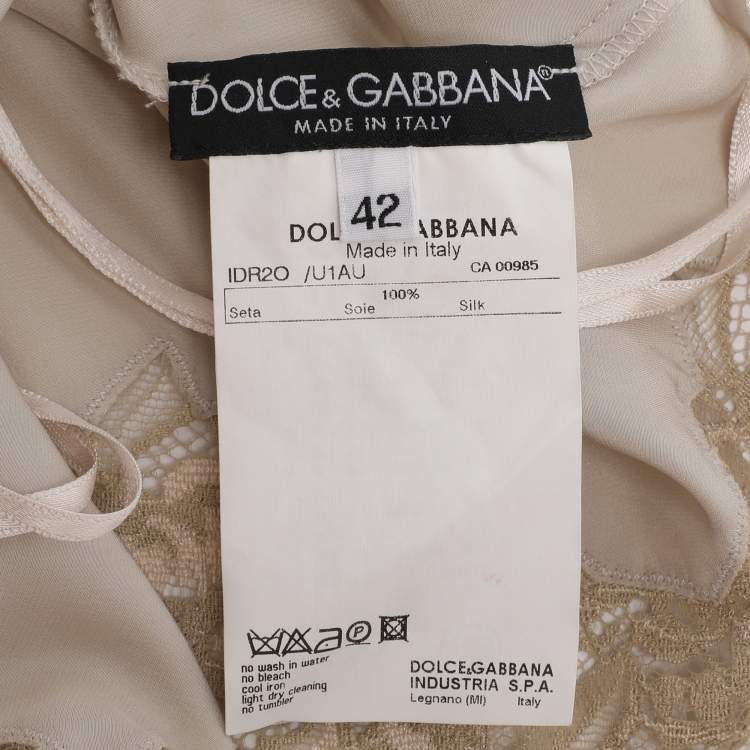 Pre Owned Dolce & Gabbana Grey Satin and Lace Mini Dress M