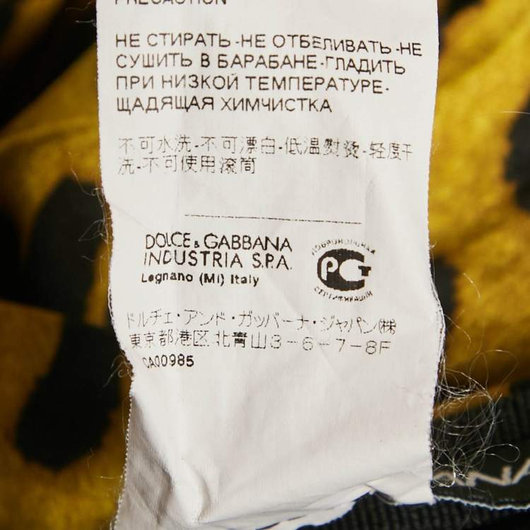 Pre Owned  Dolce & Gabbana Yellow Leopard Print Silk Strapless Ruched Dress M