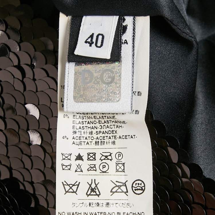 Pre Owned D&G Black Sequin Embellished Tulle Sheath Dress S
