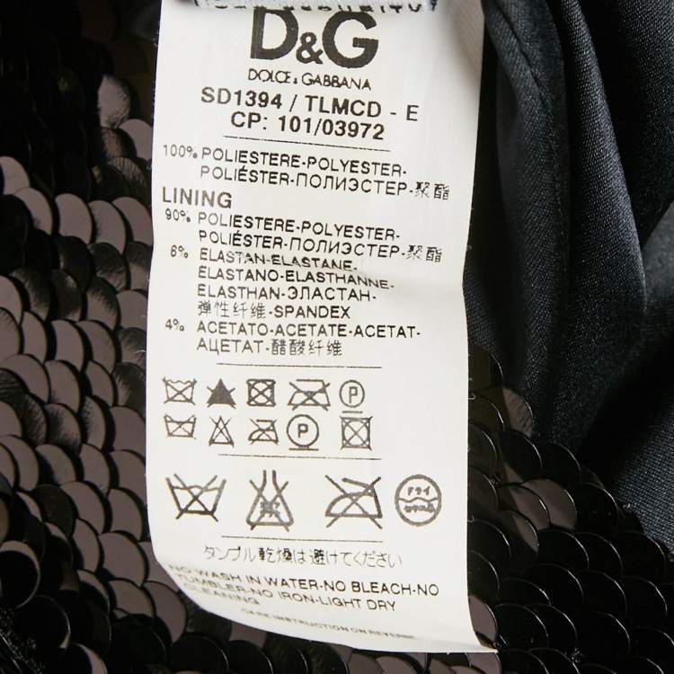 Pre Owned D&G Black Sequin Embellished Tulle Sheath Dress S
