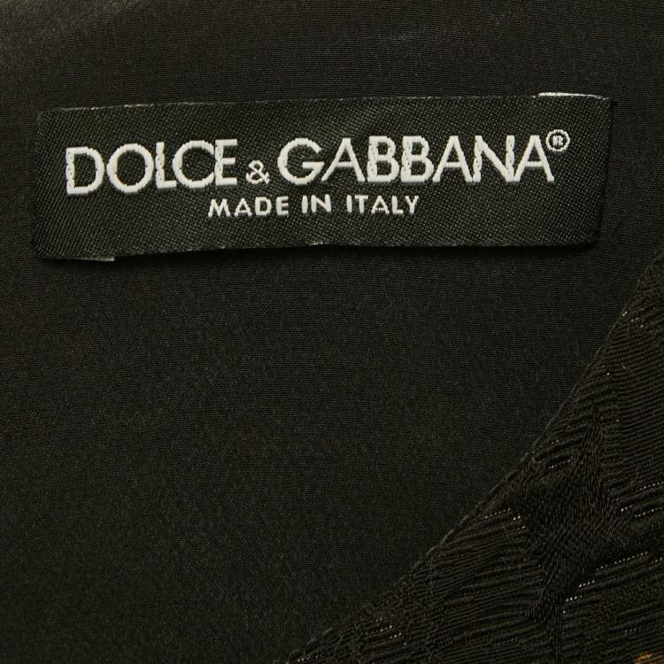 Pre Owned Dolce & Gabbana Black Crest printed Cotton Jacquard Mini Dress M