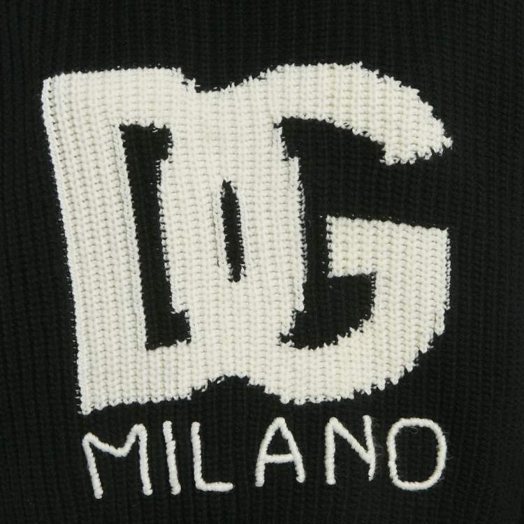 Pre Owned Dolce & Gabbana Black DG Intarsia Rin Knit Sweater L