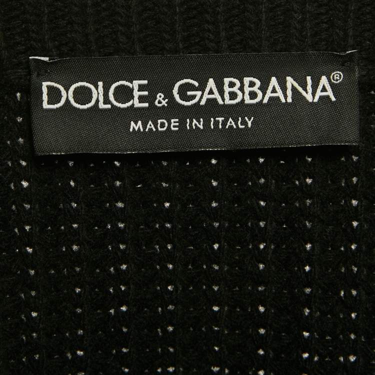 Pre Owned Dolce & Gabbana Black DG Intarsia Rin Knit Sweater L