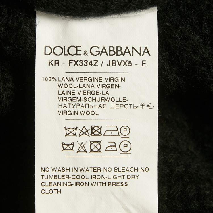 Pre Owned Dolce & Gabbana Black DG Intarsia Rin Knit Sweater L