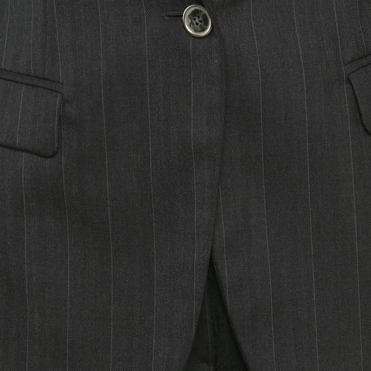 Pre Owned Dolce & Gabbana Grey Pinstripe Blazer & Pant Suit Set S