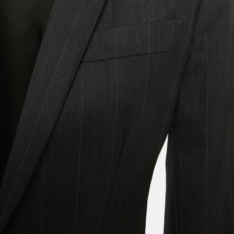 Pre Owned Dolce & Gabbana Grey Pinstripe Blazer & Pant Suit Set S