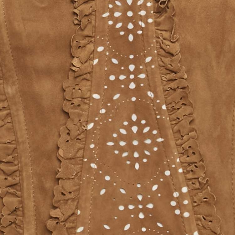 Pre Owned D&G Brown Suede Corset Top S