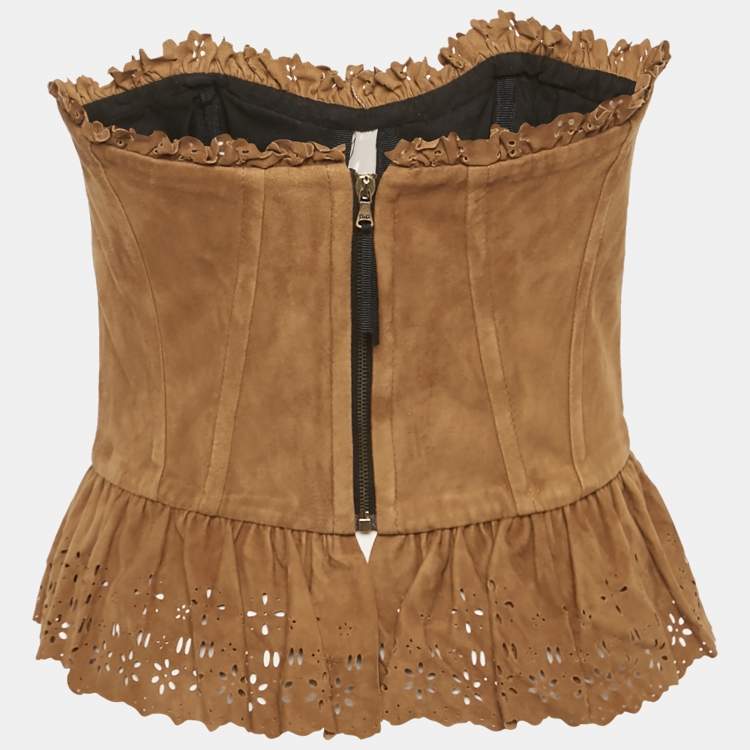 Pre Owned D&G Brown Suede Corset Top S