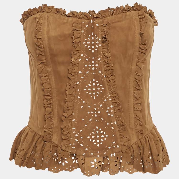 Pre Owned D&G Brown Suede Corset Top S