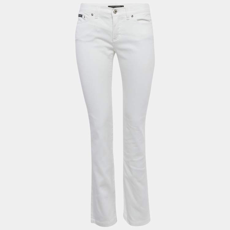 Pre Owned Dolce & Gabbana White Denim Girly Fit Jeans M/Waist 30"
