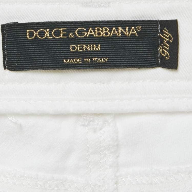 Pre Owned Dolce & Gabbana White Denim Girly Fit Jeans M/Waist 30"