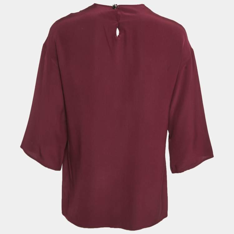 Pre Owned Dolce & Gabbana Burgundy Silk Blouse S