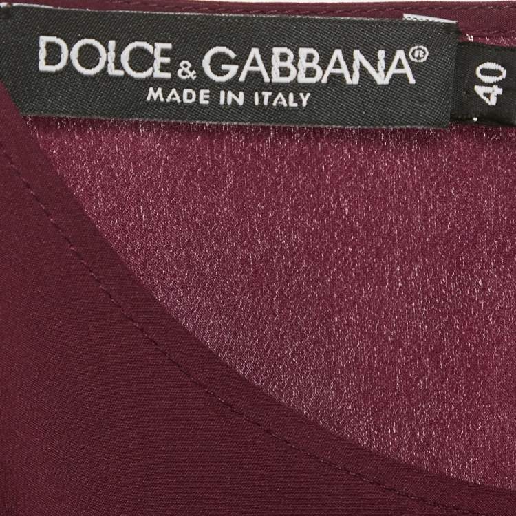 Pre Owned Dolce & Gabbana Burgundy Silk Blouse S