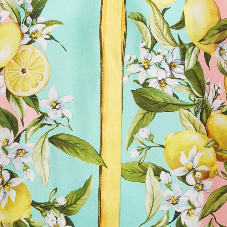 Pre Owned Dolce & Gabbana Exclusive Pink Lemon Print Silk Oversized Shirt M