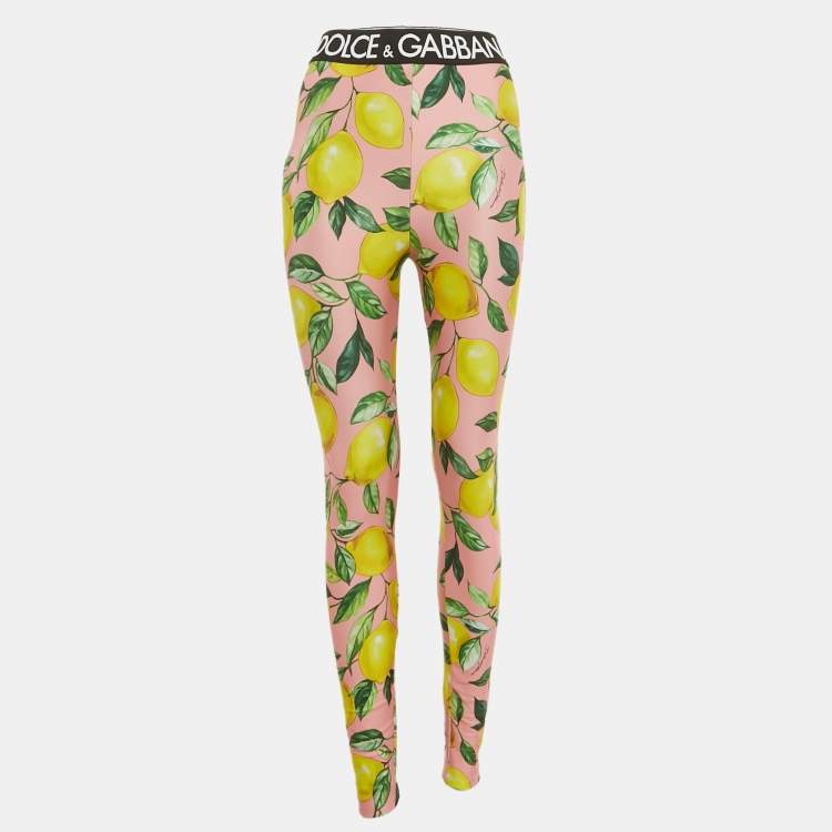 Pre Owned Dolce & Gabbana Exclusive Pink Lemon Print Jersey Pants M