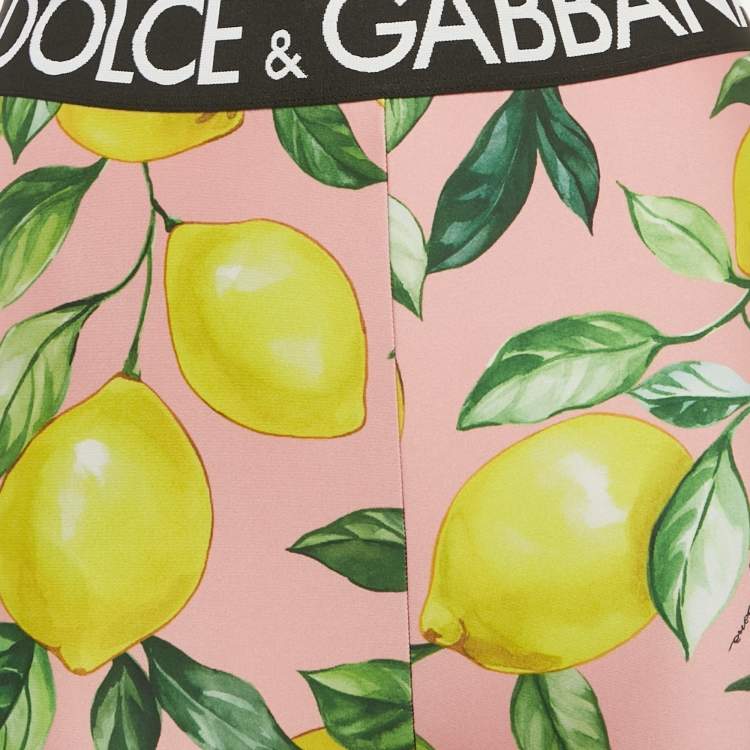 Pre Owned Dolce & Gabbana Exclusive Pink Lemon Print Jersey Pants M