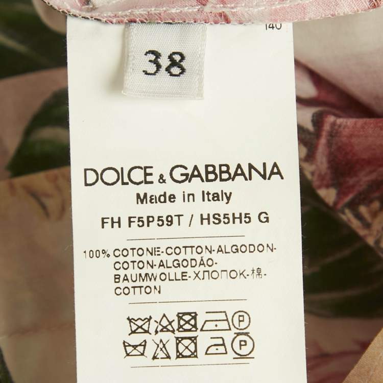 Pre Owned Dolce & Gabbana Pink Floral Print Cotton Tie-Front Top S