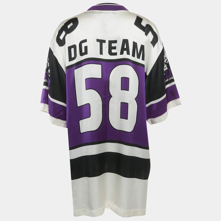 Pre Owned Dolce & Gabbana Purple Zebra Print Satin Oversized T-Shirt S