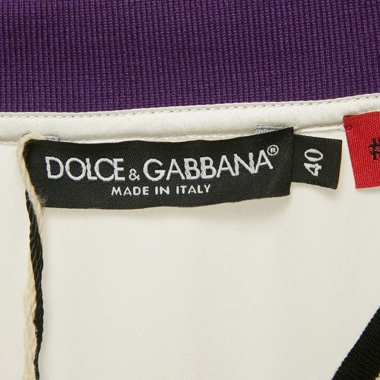 Pre Owned Dolce & Gabbana Purple Zebra Print Satin Oversized T-Shirt S