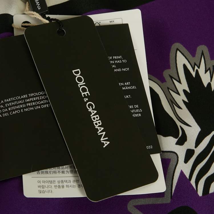Pre Owned Dolce & Gabbana Purple Zebra Print Satin Oversized T-Shirt S