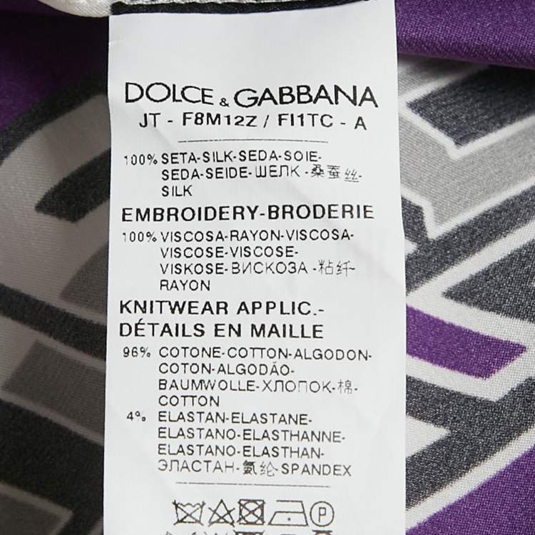 Pre Owned Dolce & Gabbana Purple Zebra Print Satin Oversized T-Shirt S