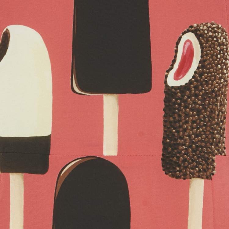 Pre Owned Dolce & Gabbana Pink Gelato Popsicle-Print Silk Charmeuse Dress S