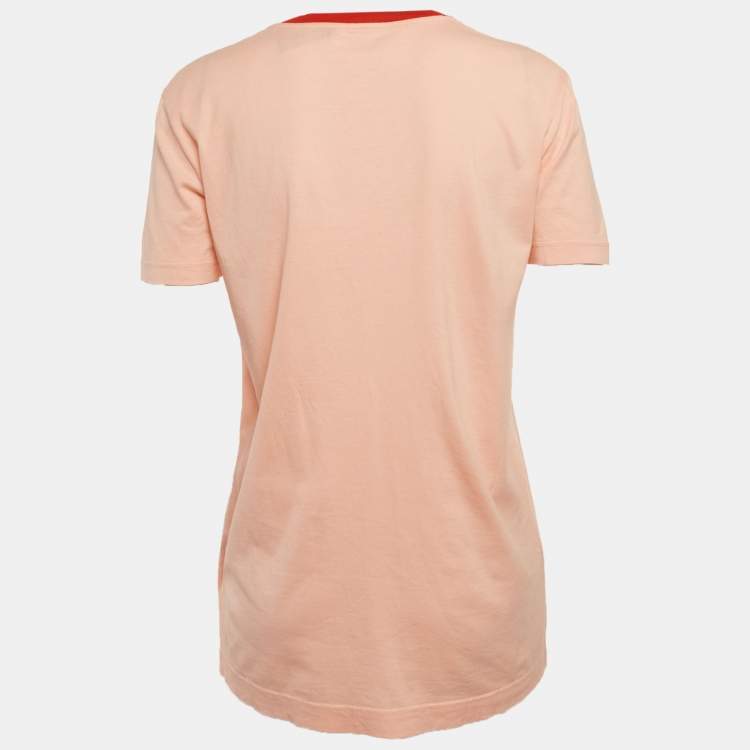 Pre Owned Dolce & Gabbana Pink Printed Jersey Crewneck T-Shirt S