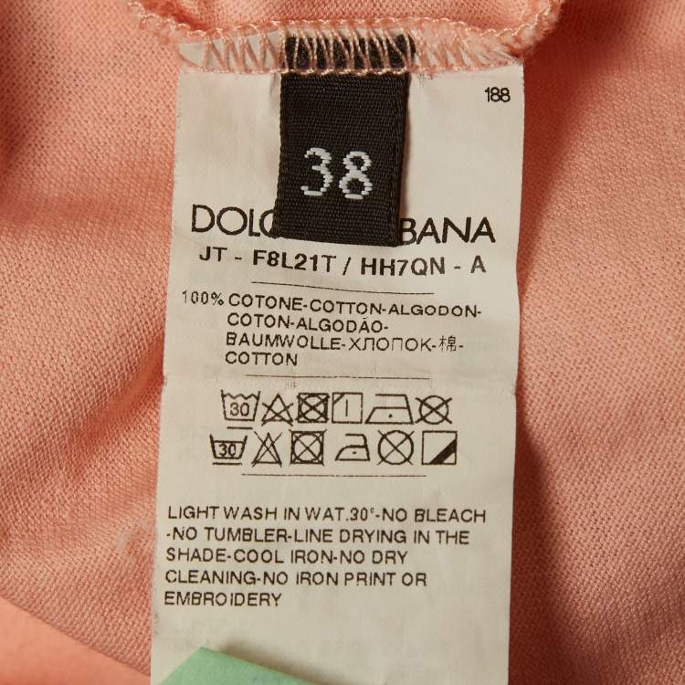 Pre Owned Dolce & Gabbana Pink Printed Jersey Crewneck T-Shirt S