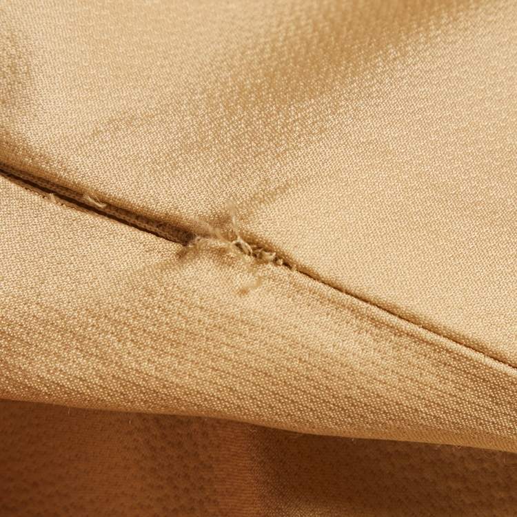 Pre Owned Dolce & Gabbana Gold Silk & Crepe Shift Mini Dress XS