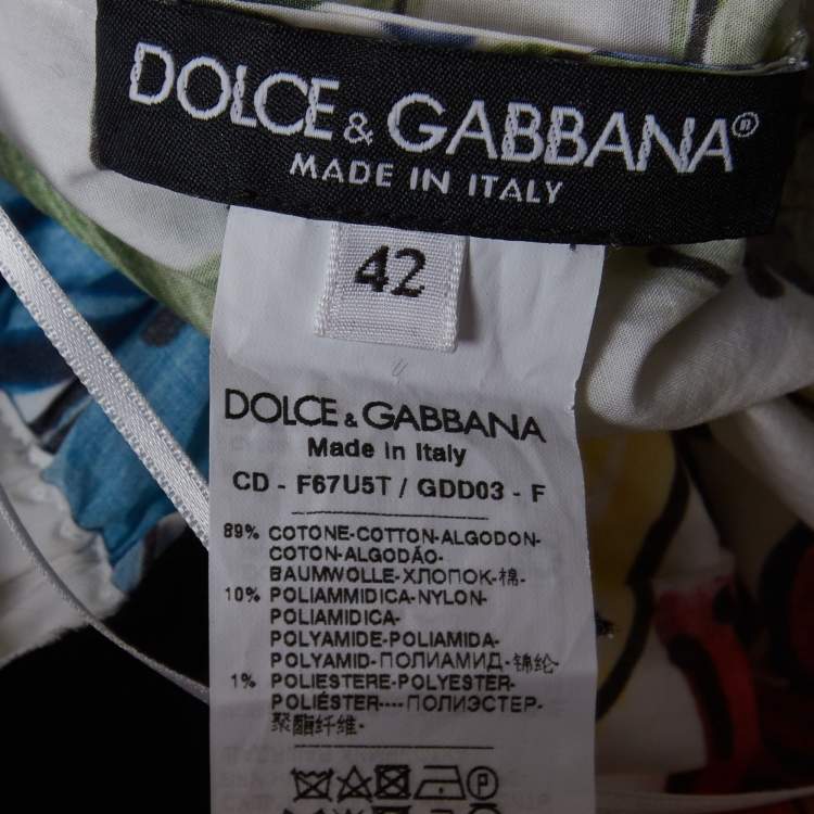 مملوكة مسبقًا Dolce & Gabbana Multicolor Printed Lace Trim Cotton Jumpsuit M