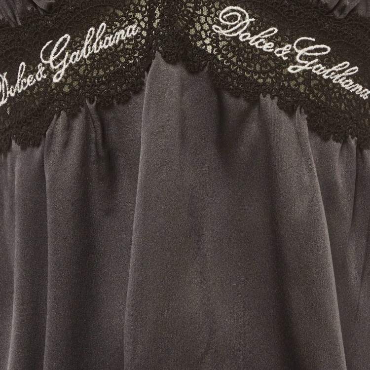 Pre Owned Dolce & Gabbana Black Lace Trim Satin Camisole M