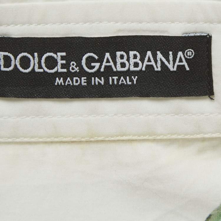 Pre Owned Dolce & Gabbana White Floral Printed Cotton Oversized Shirt XS