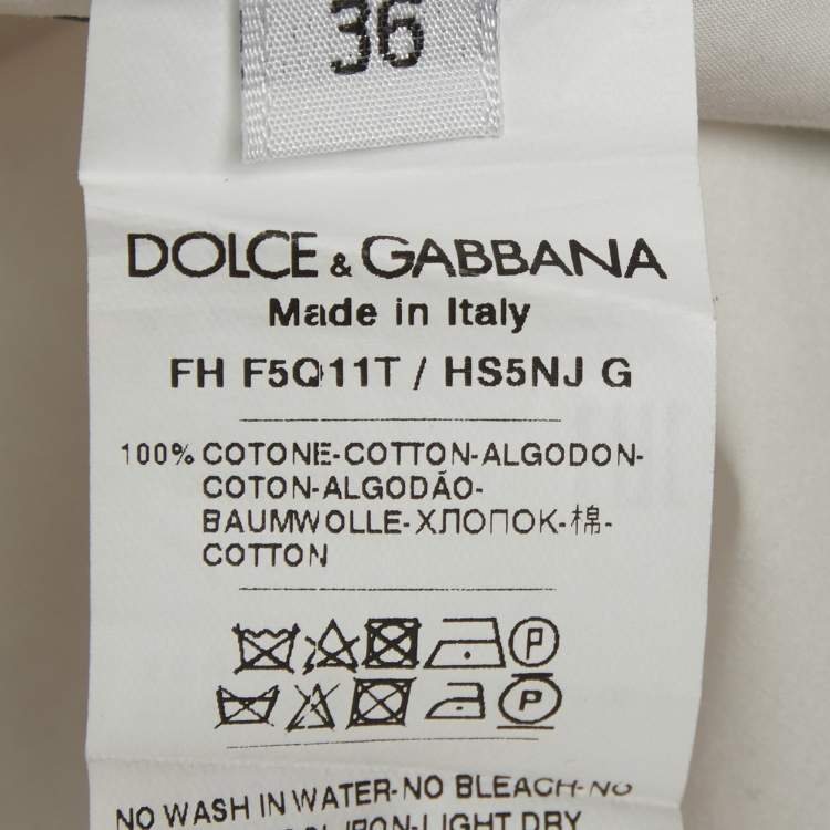 Pre Owned Dolce & Gabbana White Floral Printed Cotton Oversized Shirt XS